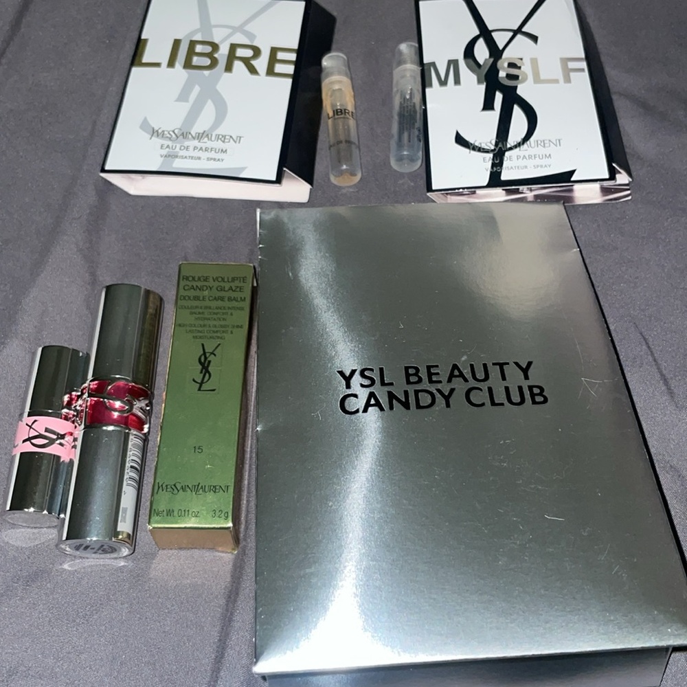 YSL Rouge Volupte Candy Glaze No.15 Showcasing Nude set